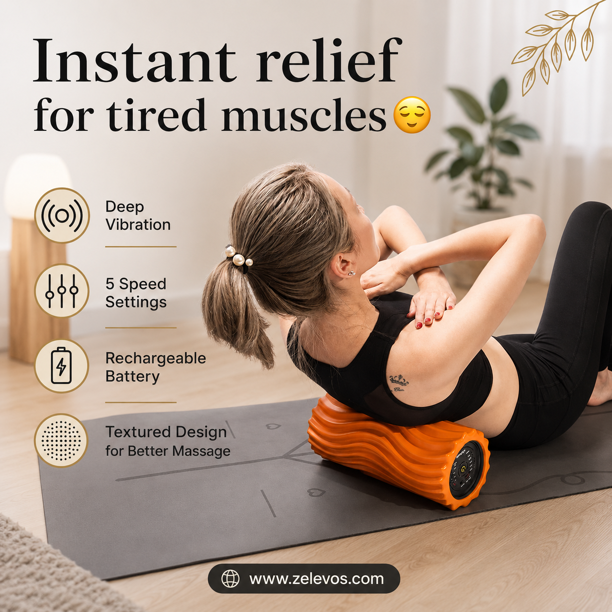 ZELEVOS USB Electric Deep Tissue Massage Roller ⚡💪